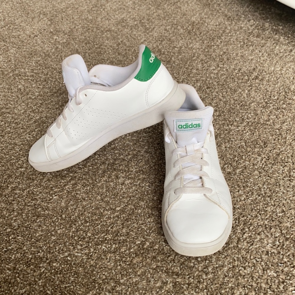 Girls white leather adidas sneakers